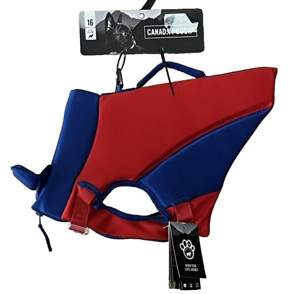 Canada Pooch Canine Size 16 High Tide Life Jacket Red Blue 17 - 25 Pounds NWT - Picture 3 of 8